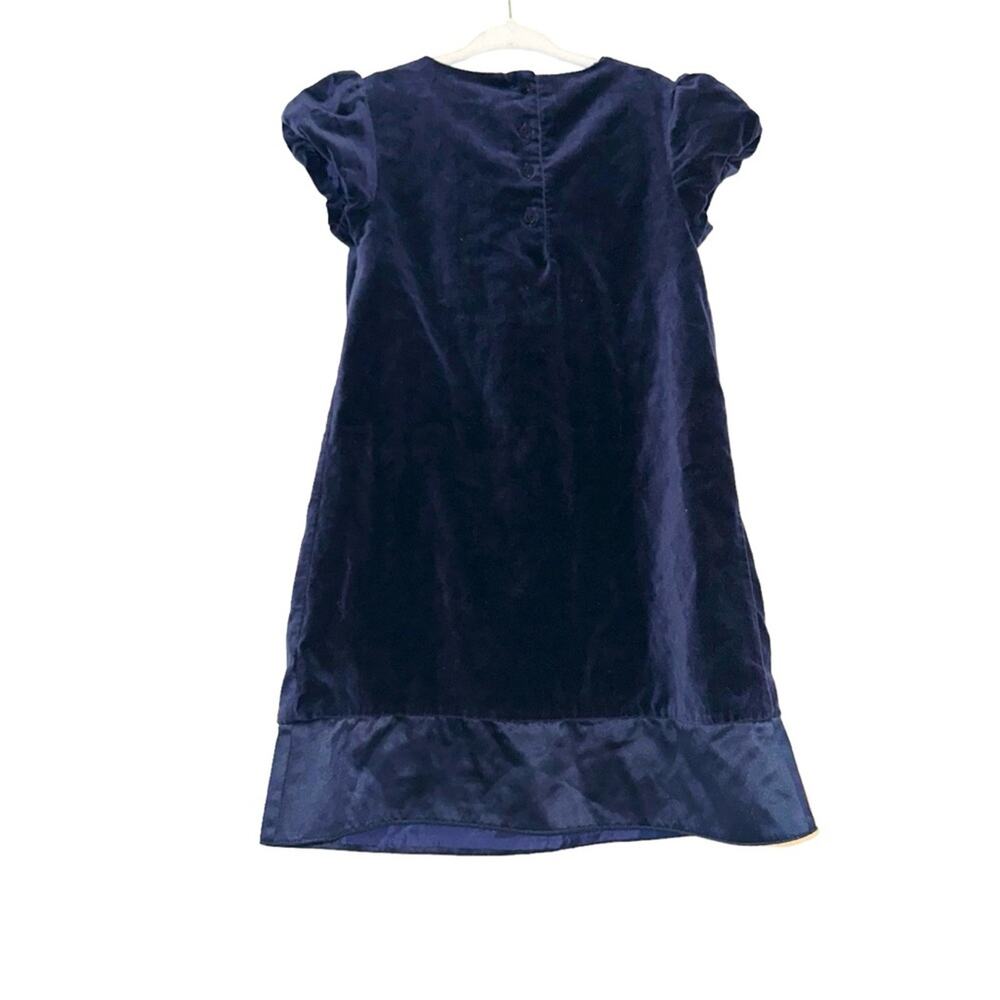 Janie & Jack Navy Velvet Rose Detail Girls Dress 5 - Picture 2 of 5